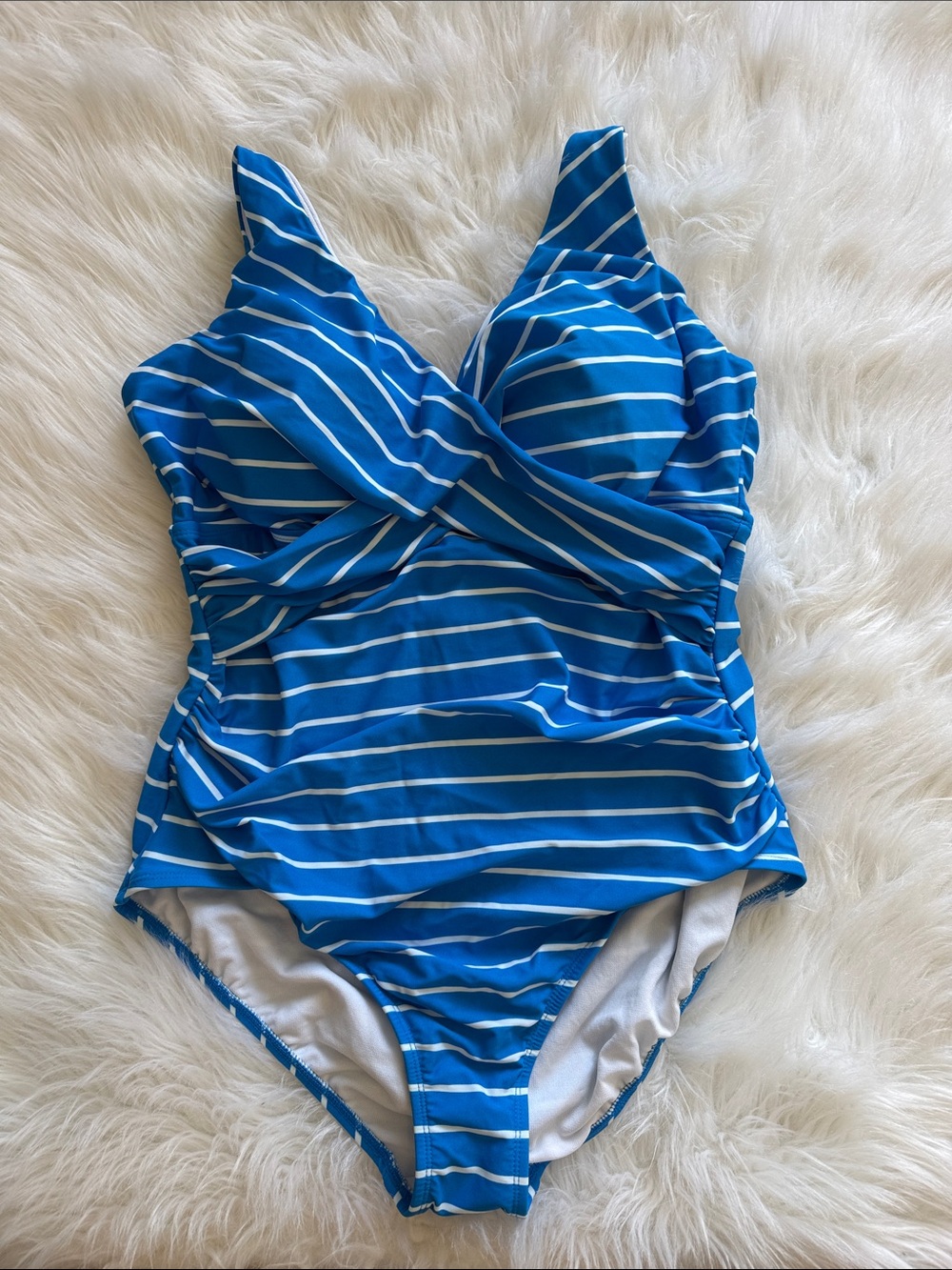 Blue Striped Women’s One-Piece Swimsuit